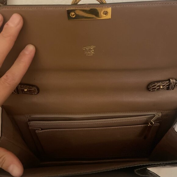 NWOT George KUC Taupe Faux Alligator Snap Envelope Purse - Picture 4 of 5